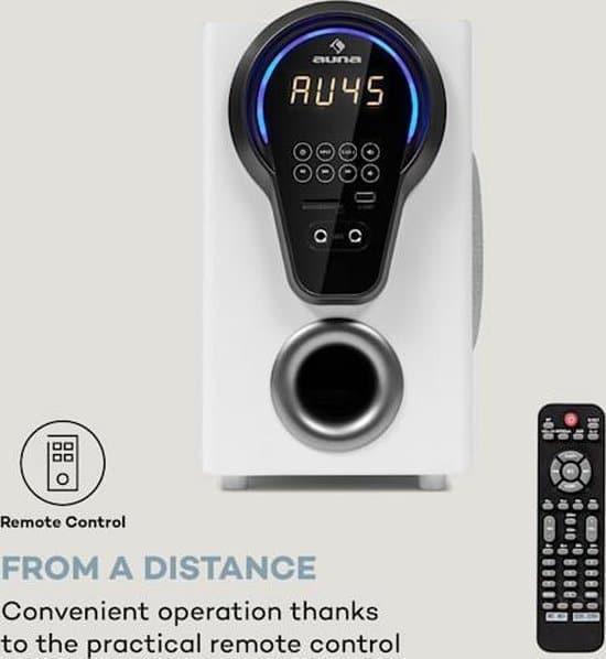 Auna Areal 825 5.1 Soundsysteem - 5.1 Home Cinema Systeem met 200 Watt Vermogen Rms, 8 Home Cinema Subwoofer 5 Luidsprekers, Bluetooth, Usb, Sd, Aux, Incl. Afstandsbediening