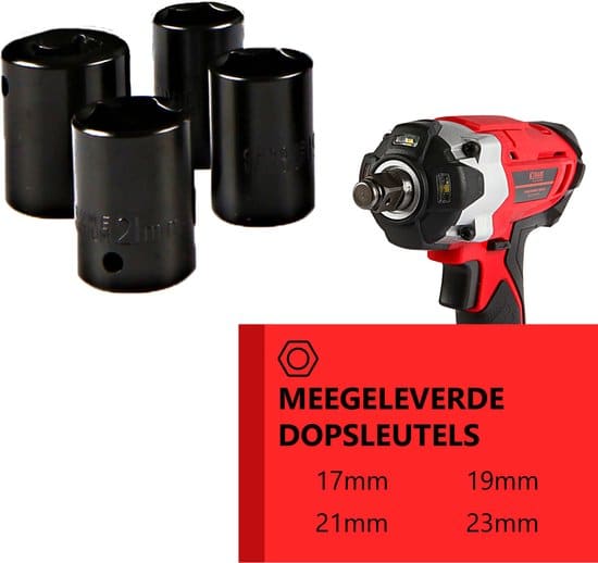 Kibani accu slagmoersleutel 18V incl. 1300mAh accu en oplader slagmoersleutelset
