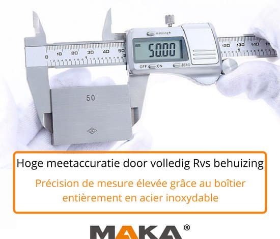 MAKA Digitale Schuifmaat 150mm - Rvs - Extra batterijen - Opbergcase - Afbeelding 2