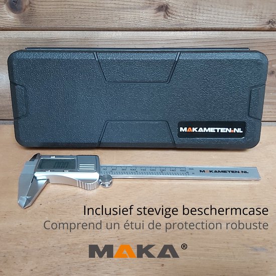 MAKA Digitale Schuifmaat 150mm - Rvs - Extra batterijen - Opbergcase - Afbeelding 6