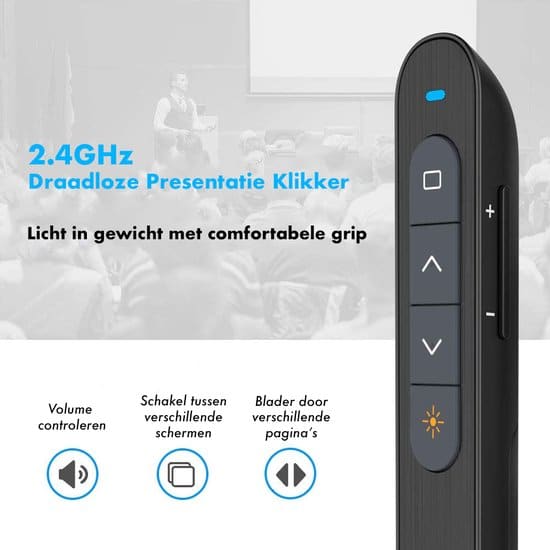 Norwii N95s BLE Presentatie Clicker met digitale aanwijzer voor PowerPoint presentatie op tv-scherm en projectiescherm, draadloze presentator afstandsbediening met countdown timer Norwii N95s BLE Presentatie Clicker met digitale aanwijzer voor PowerPoint presentatie op tv-scherm en projectiescherm, draadloze presentator afstandsbediening met countdown timer