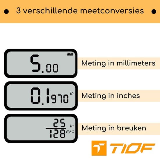TIOF Professionele Digitale Schuifmaat met Opbergcase – Incl. 2 Extra Batterijen + NL Handleiding – 150 mm – LCD – RVS - Afbeelding 3