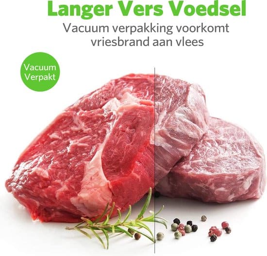 vacumeermachine - vacumeer sealer- met 20 x vaccumzakken - voor groente, fruit, vlees, vis en ander vers voedsel - Zwart - Afbeelding 2