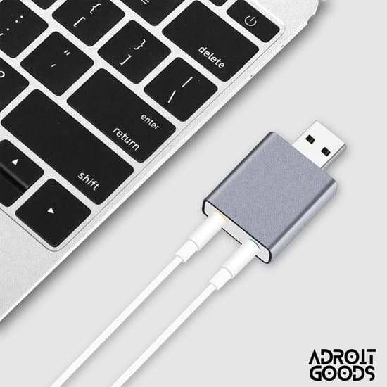 AdroitGoods Externe USB (3D) Geluidskaart Adapter - Sound Card - Usb 5.1 - Space Grey - Afbeelding 3