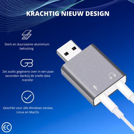 AdroitGoods Externe USB (3D) Geluidskaart Adapter - Sound Card - Usb 5.1 - Space Grey - Afbeelding 4