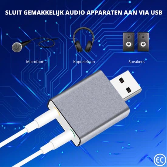 AdroitGoods Externe USB (3D) Geluidskaart Adapter - Sound Card - Usb 5.1 - Space Grey - Afbeelding 6