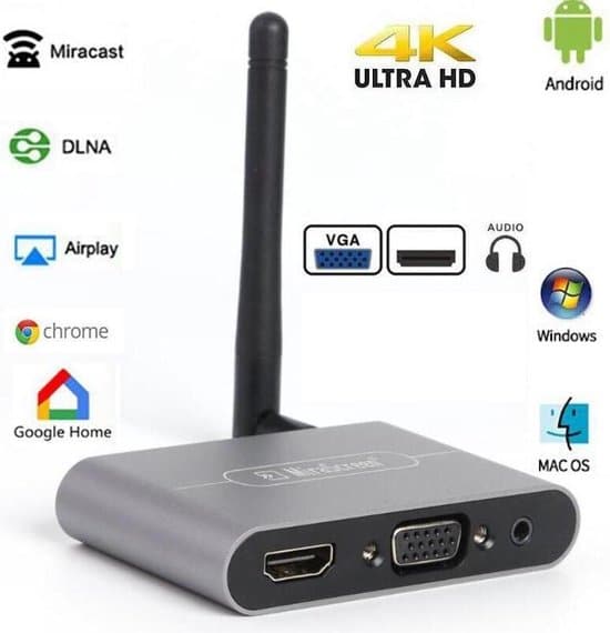 DrPhone WDR7 - Mirascreen - Draadloze HDMI/VGA TV Stick – Miracast/DLNA/Airplay 5G 4K WIFI Display Antenne Ontvanger- Dongle - Voor Android/iOS/... - Afbeelding 2