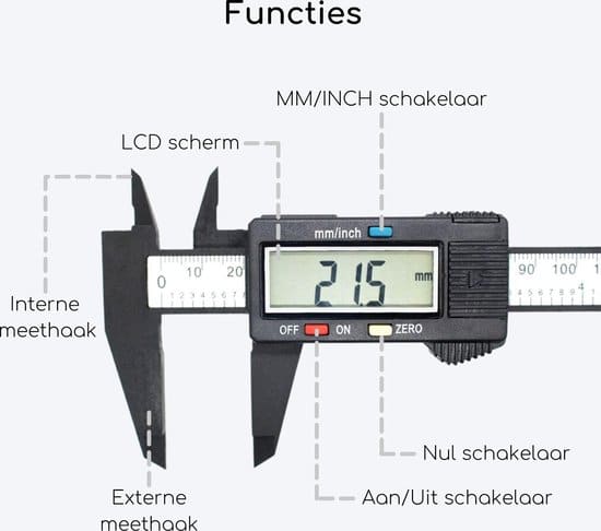 Gtrise Digitale Schuifmaat 150 mm Meetbereik - Met LCD Display - Met extra batterijen - Afbeelding 2