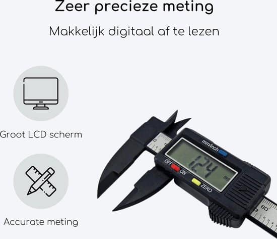 Gtrise Digitale Schuifmaat 150 mm Meetbereik - Met LCD Display - Met extra batterijen - Afbeelding 3