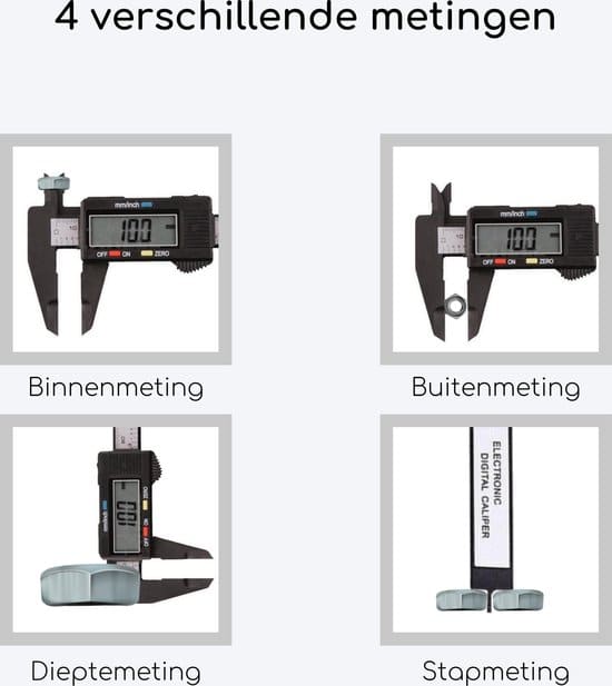 Gtrise Digitale Schuifmaat 150 mm Meetbereik - Met LCD Display - Met extra batterijen - Afbeelding 5