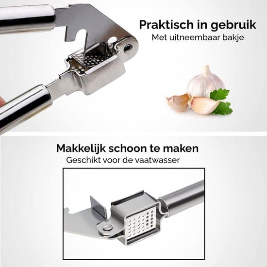 HGMD® Knoflookpers RVS - Knoflookpers/Gemberpers - Garlic press - Vaatwasser bestendig - Afbeelding 3