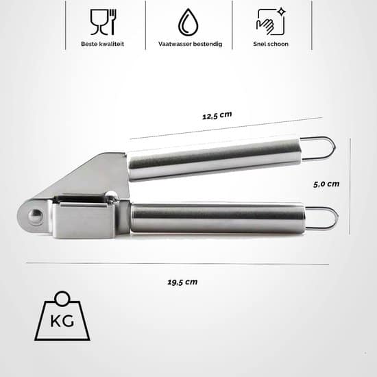 HGMD® Knoflookpers RVS - Knoflookpers/Gemberpers - Garlic press - Vaatwasser bestendig - Afbeelding 5