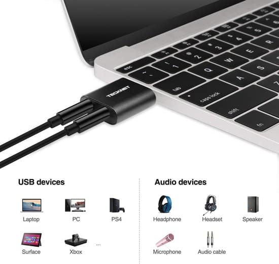 Tecknet USB naar Audio Adapter | Externe Stereo Sound Adapter Aluminum | externe geluidskaart | 3.5mm audio poorten - Afbeelding 3