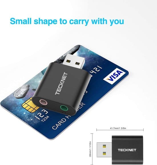 Tecknet USB naar Audio Adapter | Externe Stereo Sound Adapter Aluminum | externe geluidskaart | 3.5mm audio poorten - Afbeelding 6
