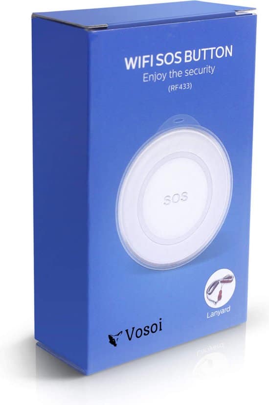 Vosoi - Persoonlijk alarm met SOS paniekknop - Melding naar mobiele telefoon - WiFi - Inclusief bevestigingsmateriaal en draagkoord - Persoonlijke... - Afbeelding 5