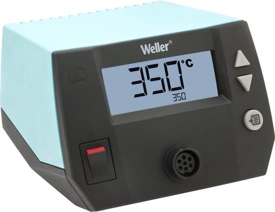 Weller WE 1010 (T0053298390) educatieve kit 70 W/230 V digitaal 1-kanaals soldeerstation met 2 soldeerpunten, zijsnijder en soldeerdraad, temperatuurbereik 100 °C - 450 °C, blauw