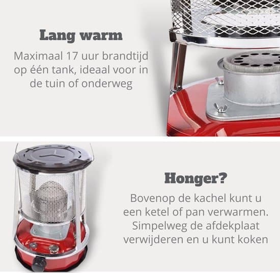 ZAAK. 2600 Watt petroleumkachel - 4.6 liter - max 18 m3 - rood - Afbeelding 3