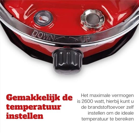 ZAAK. 2600 Watt petroleumkachel - 4.6 liter - max 18 m3 - rood - Afbeelding 4