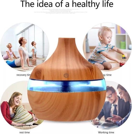 Aroma Diffuser 300 ml - Etherische Olie Verstuiver - Luchtbevochtiger - Houten design - Sfeervolle LED verlichting - Recalma Aromadiffuser -... - Afbeelding 4