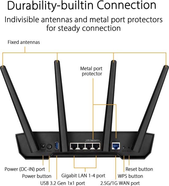 ASUS TUF-AX3000 - Draadloze Router - 3000 Mbps - Zwart - Afbeelding 3