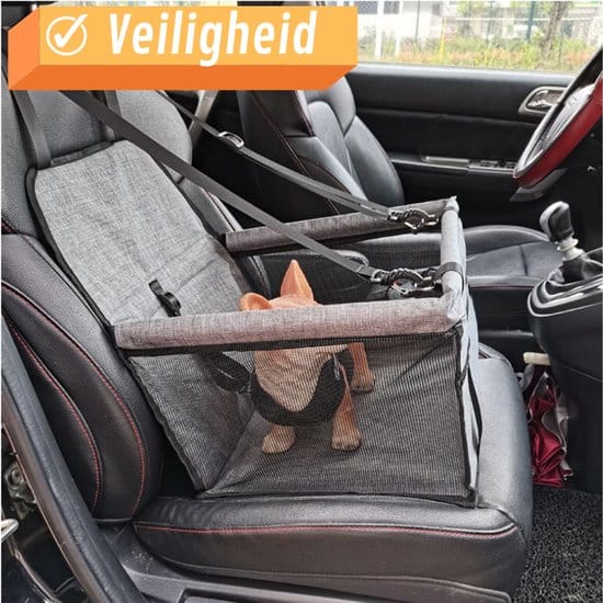 Autostoel Hond Waterdicht - Hondenmand Auto Stevig - Hondenstoel Auto – 44cm x 41cm - Antraciet - Afbeelding 2