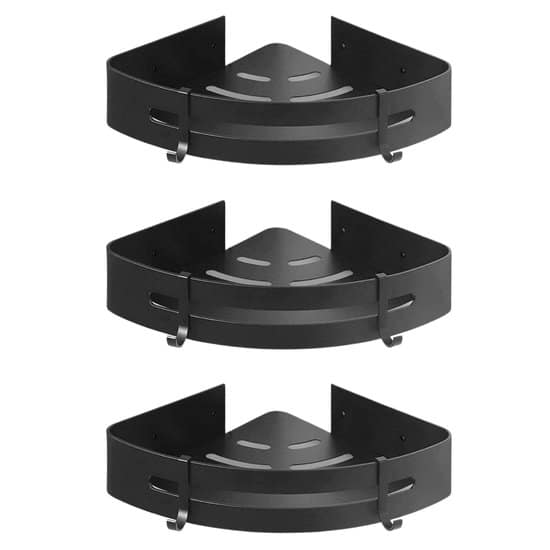 BrandtBergkamp RVS Doucherek 3 laags – Zonder boren – Doucherek Hangend – Badkamerrek Zwart - Afbeelding 4