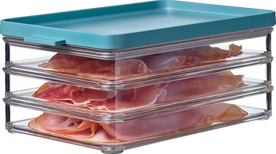 Mepal – koelkastdoos Omnia vleeswaren 3-laags – Nordic green – vleeswarendoos koelkast – vershoudbakjes – makkelijk stapelbaar – houdt vleeswaren... - Afbeelding 2