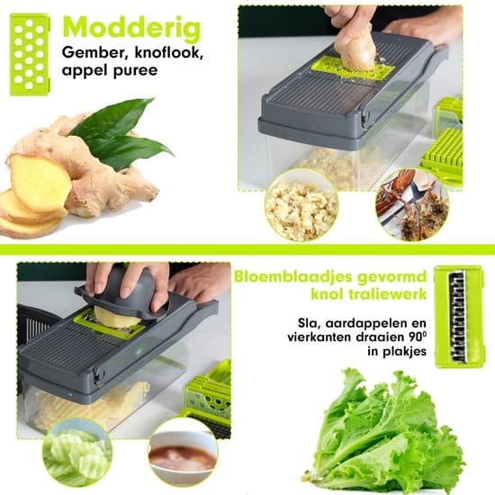 Multifunctionele Groentesnijder - 15-delige Mandoline Snijmachine - RVS messen - Afbeelding 5