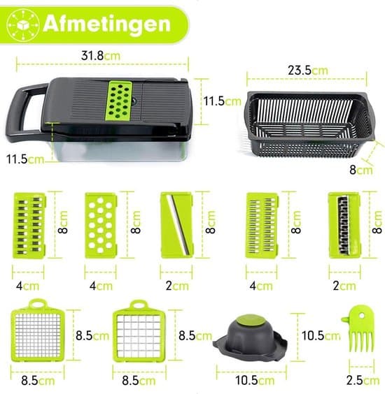 Multifunctionele Groentesnijder - 15-delige Mandoline Snijmachine - RVS messen - Afbeelding 6