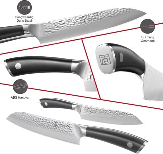 PAUDIN HP3 Professioneel RVS Japans Santoku Mes 17,5 cm - Vlijmscherp Gehamerd Keukenmes Gemaakt van Hoogwaardig Roestvast Duits Carbonstaal -... - Afbeelding 3