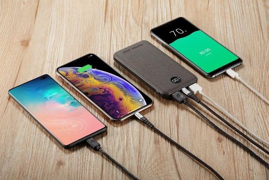 PEPPER JOBS Powerbank iPhone PD18W10P - powerbank samsung - 10000 mah powerbank - powerbank usb c - grijs - Afbeelding 4