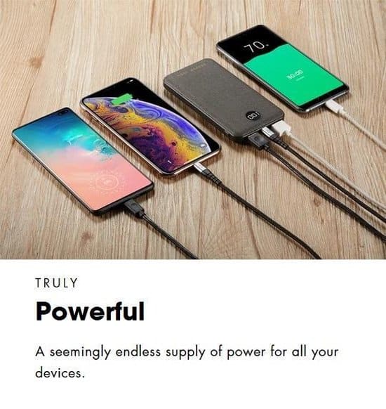PEPPER JOBS Powerbank iPhone PD18W10P - powerbank samsung - 10000 mah powerbank - powerbank usb c - grijs - Afbeelding 6