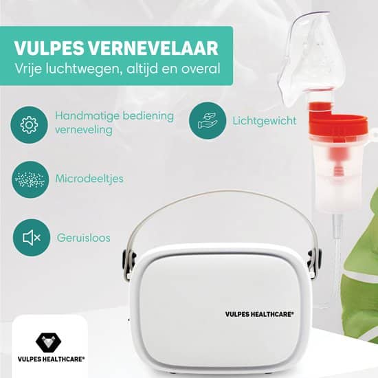 Vulpes HealthCare® Aerosoltoestel - Ultrasone Vernevelaar Inhalator – Inhalatieapparaat voor Kinderen, Volwassenen en Baby’s – oneindige modus -... - Afbeelding 6