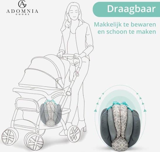 AdomniaGoods - Multifunctionele baby borstvoedingskussen - Verstelbare voedingskussen - Ideaal voor borstvoeding en flesvoeding - Grijs - Afbeelding 5