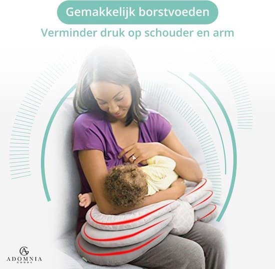AdomniaGoods - Multifunctionele baby borstvoedingskussen - Verstelbare voedingskussen - Ideaal voor borstvoeding en flesvoeding - Grijs - Afbeelding 6