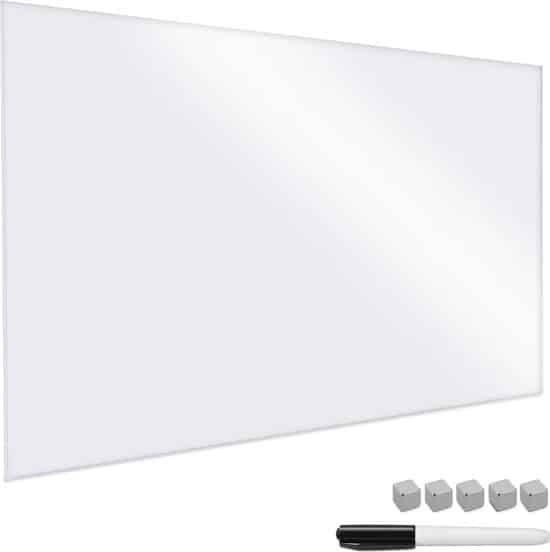 Navaris Glassboard - Magnetisch Bord Voor Aan De Wand - Memobord Van Glas 48 X 48 Cm Magneetbord Inclusief Magneten En Marker Zwart