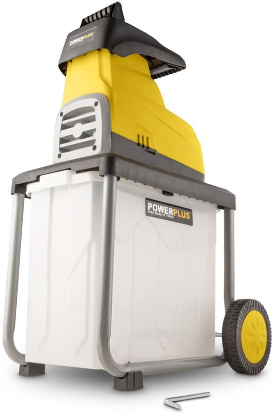 Powerplus POWXG6462 Elektrische hakselaar versnipperaar - 2800W - Max. Ø45mm - Inductiemotor - Incl. duwstok, wielen en 60L opvangbak - Heggen,...