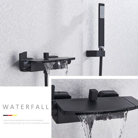 Waterval Bad Douche Kranen - Wandmontage - Douche Mengkranen - Warm Koud Bad Douche Kraan - Zwart - Afbeelding 3