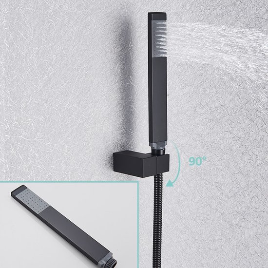 Waterval Bad Douche Kranen - Wandmontage - Douche Mengkranen - Warm Koud Bad Douche Kraan - Zwart - Afbeelding 4