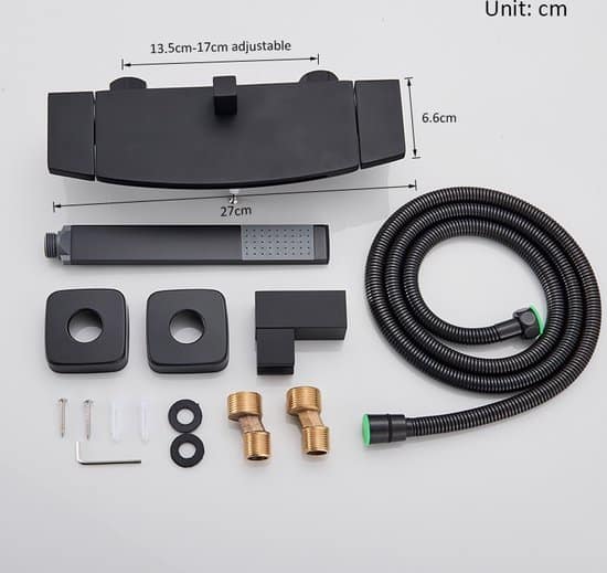 Waterval Bad Douche Kranen - Wandmontage - Douche Mengkranen - Warm Koud Bad Douche Kraan - Zwart - Afbeelding 5