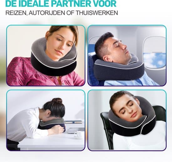 MIRI Nekkussen Luxe Reiskussen Extreem comfortabel Neksteun Traagschuim Zwart Memory