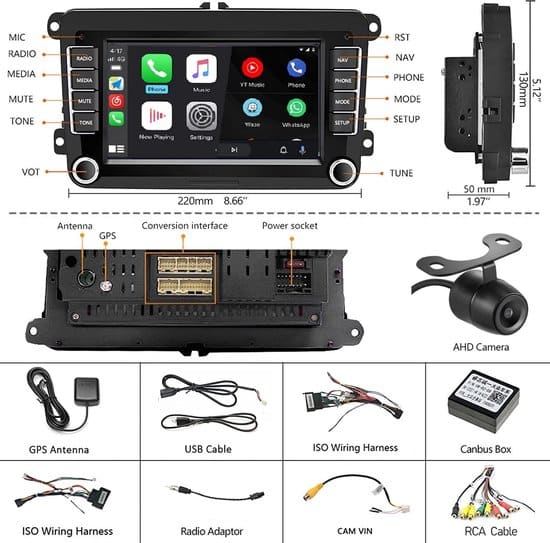 Volam Apple CarPlay & Android Auto 6.86 Zoll Display für 42,67€ (statt 60