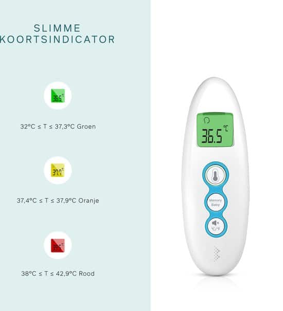 Bintoi® X100 - Digitale Oorthermometer - Infrarood Thermometer Voorhoofd - Temperatuurmeter - koortsthermometer voor volwassenen en baby's -... - Afbeelding 4