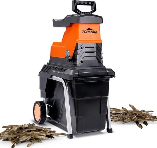TOPSHAK Hakselaar - Electrisch Versnipperaar - Omkeer Functie - 2800W - Max. Ø45mm - 90dB - met wielen, Duwstok en 55L Opvangbak - voor Heggen...