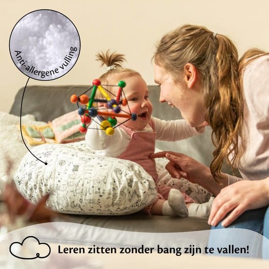 Ella Voedingskussen met hoes van 100% katoen - Zwangerschapskussen - Inclusief afneembare en wasbare hoes - Wit met plantjes - Afbeelding 3