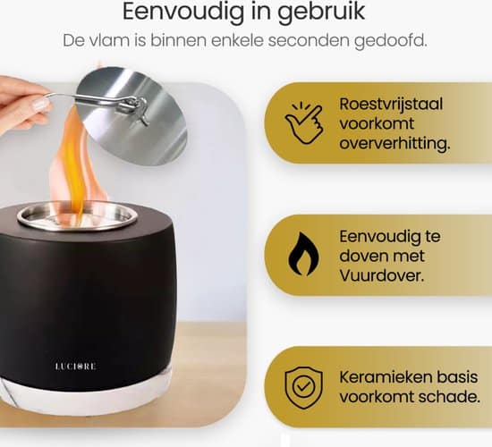 Luciore Cementen Tafelhaard - Bio Ethanol Sfeerhaard - Brandduur meer dan 2 uur - Geen Geur - Binnen en Buiten - Tuin en Terras Verlichting -... - Afbeelding 3