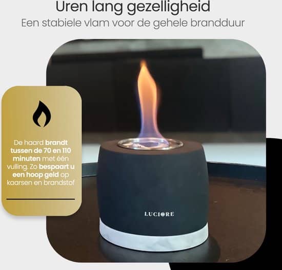 Luciore Cementen Tafelhaard - Bio Ethanol Sfeerhaard - Brandduur meer dan 2 uur - Geen Geur - Binnen en Buiten - Tuin en Terras Verlichting -... - Afbeelding 4