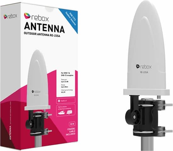 Rebox Sharkfin RE-23SA DVB-T2 Camping & Boating Buiten Antenne – 50km