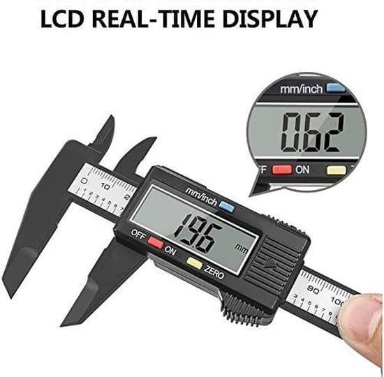 Digitale schuifmaat LCD display - 150 mm - RVS - Incl. 2 batterijen & opbergcase - Afbeelding 6