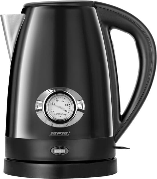 MPM - Moderne Waterkoker Retro met Temperatuurmeter - 1,7 Liter - Zwart